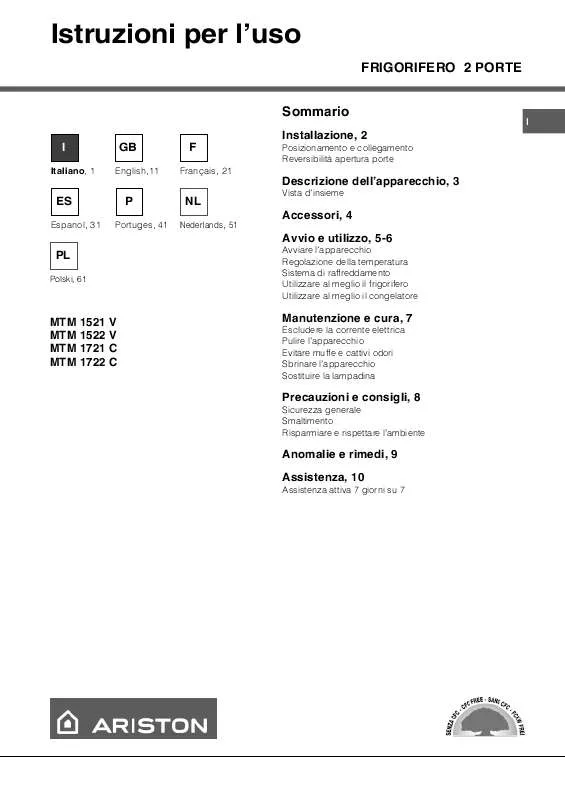 Mode d'emploi HOTPOINT MTM 1521 V