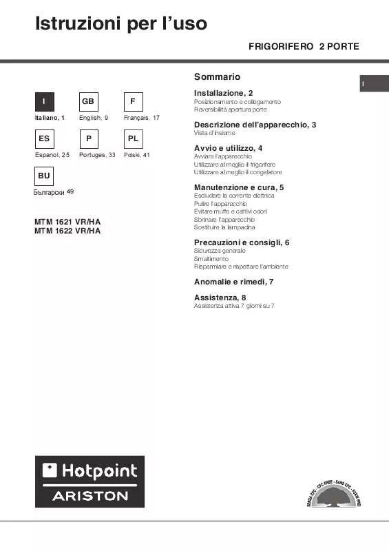 Mode d'emploi HOTPOINT MTM 1621 VR/HA