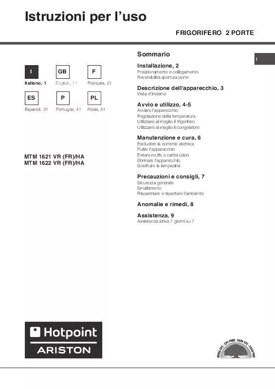 Mode d'emploi HOTPOINT MTM 1621 VR