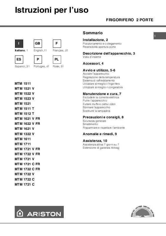 Mode d'emploi HOTPOINT MTM 1721 C