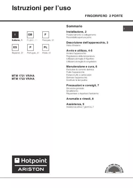 Mode d'emploi HOTPOINT MTM 1721 VR/HA