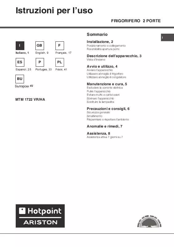 Mode d'emploi HOTPOINT MTM 1722 VR/HA