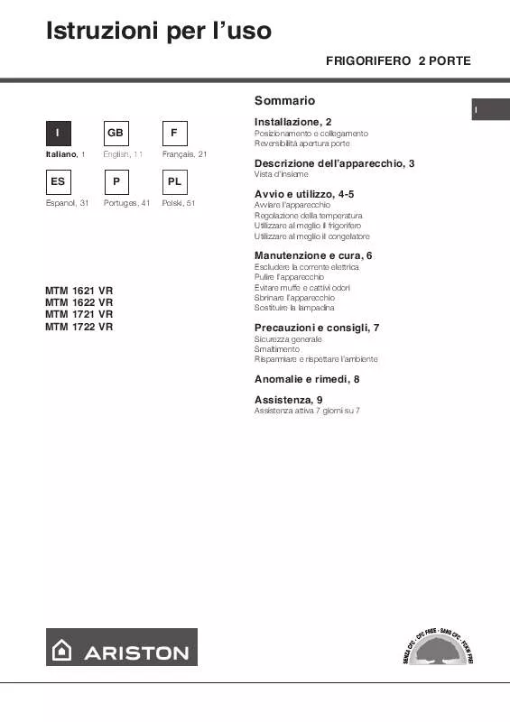 Mode d'emploi HOTPOINT MTM 1722 VR