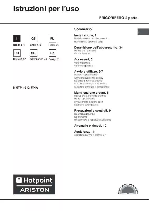 Mode d'emploi HOTPOINT NMTP 1912 F/HA