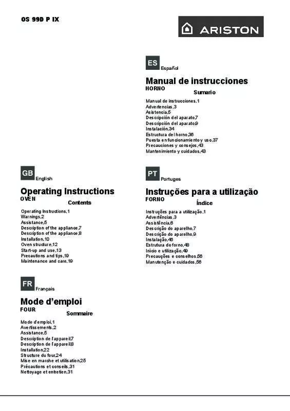 Mode d'emploi HOTPOINT OS 99D P IX S