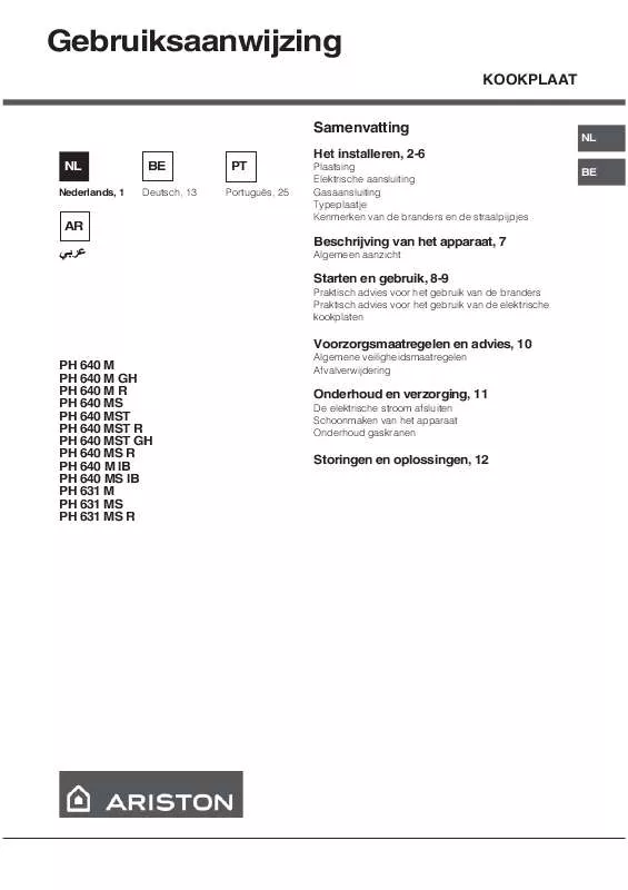 Mode d'emploi HOTPOINT PH 640 M GH