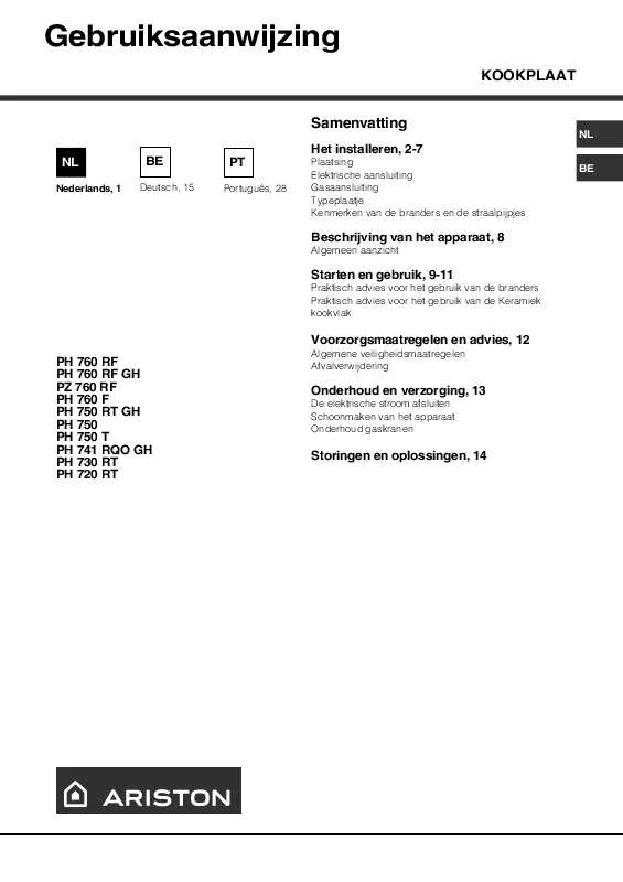 Mode d'emploi HOTPOINT PH 730 RT