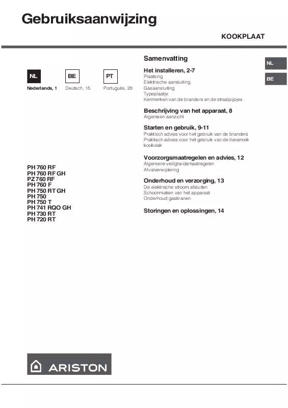 Mode d'emploi HOTPOINT PH 750 T GH