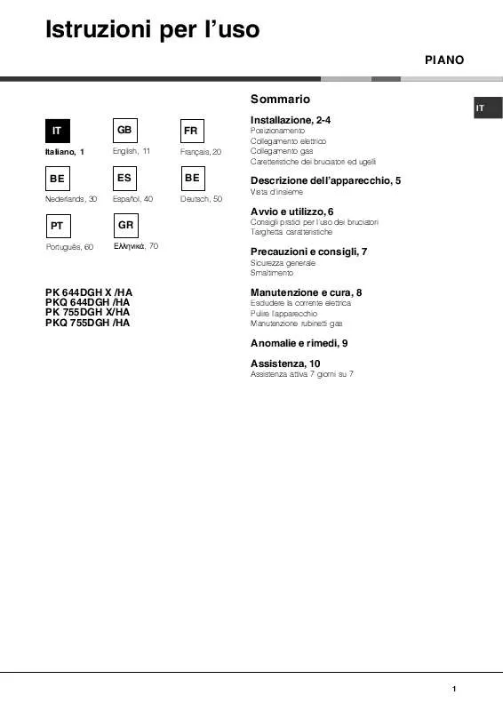 Mode d'emploi HOTPOINT PK 755 D GH X /HA