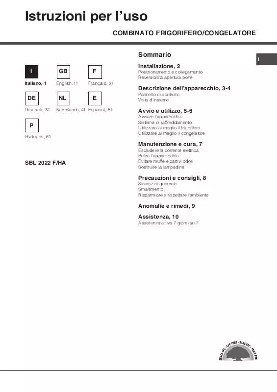 Mode d'emploi HOTPOINT SBL 2022 F/HA