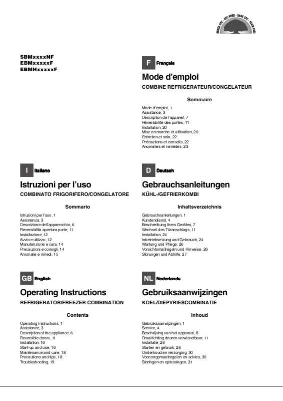 Mode d'emploi HOTPOINT SBM 1821 NF