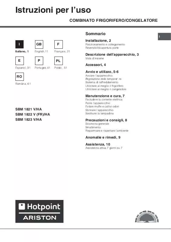 Mode d'emploi HOTPOINT SBM 1822 V