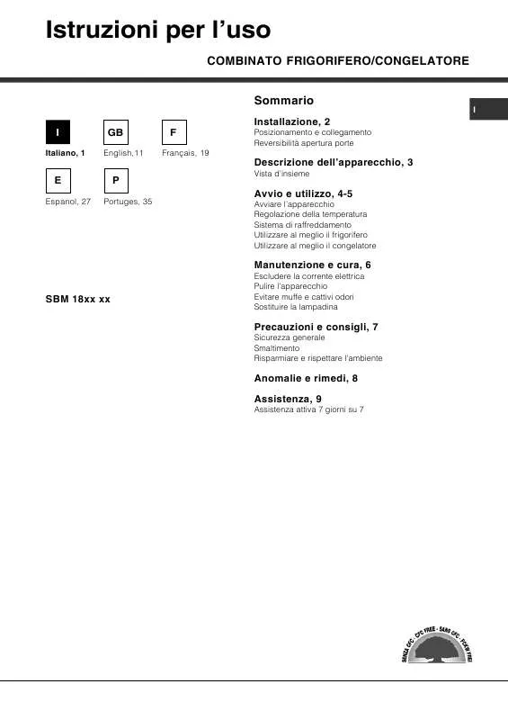 Mode d'emploi HOTPOINT SBM 182A F