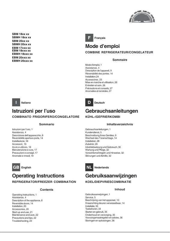 Mode d'emploi HOTPOINT SBMH 1820 V