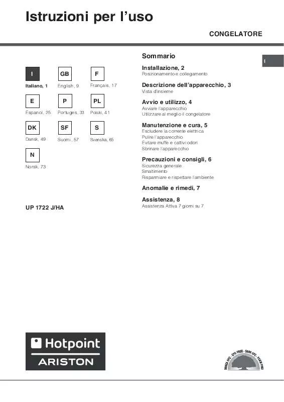 Mode d'emploi HOTPOINT UP 1722 J/HA