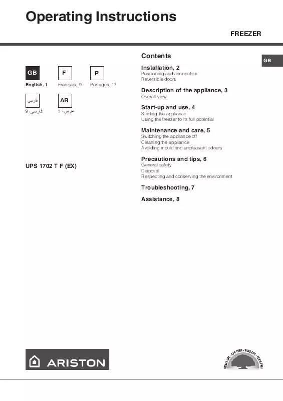 Mode d'emploi HOTPOINT UPS 1702 T F