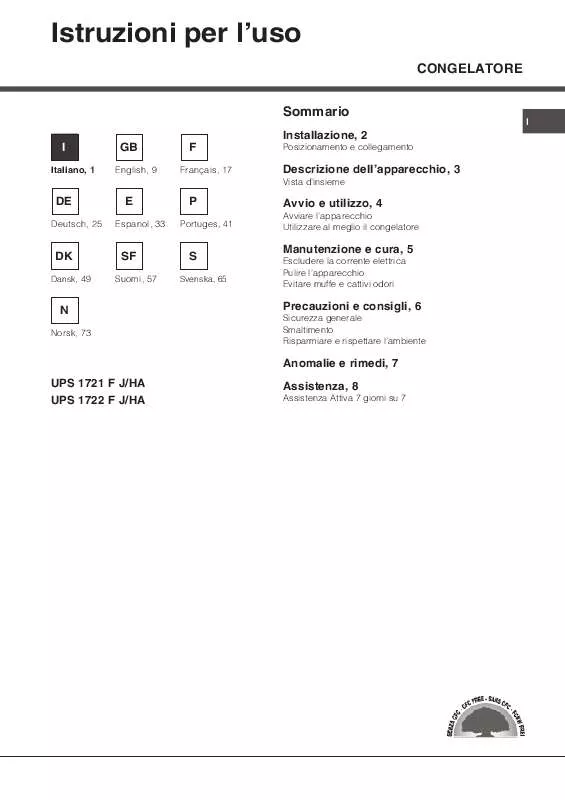 Mode d'emploi HOTPOINT UPS 1721 F J/HA