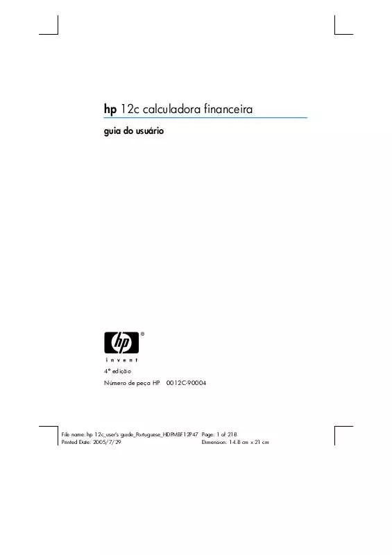 Mode d'emploi HP 12C