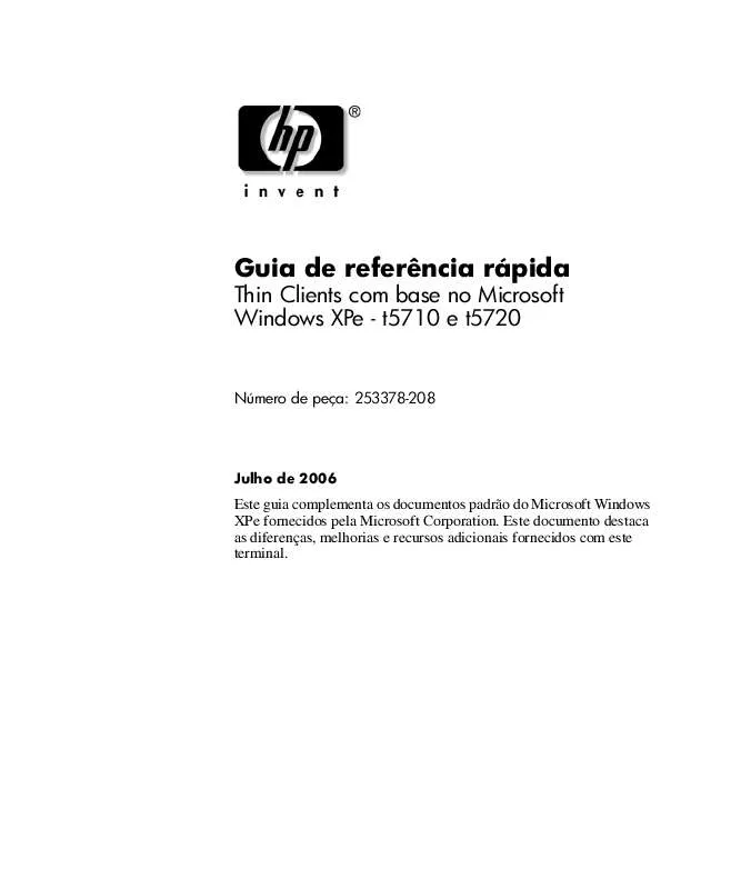 Mode d'emploi HP COMPAQ T5710 THIN CLIENT