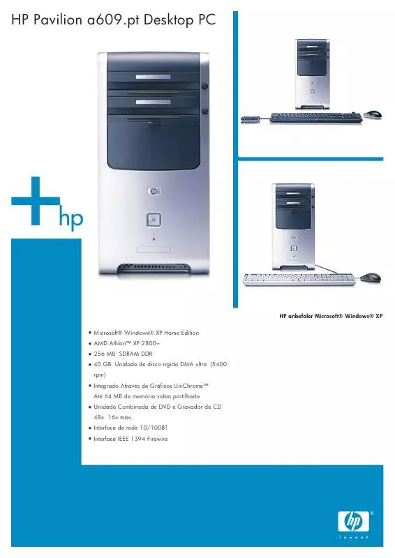 Mode d'emploi HP PAVILION A600