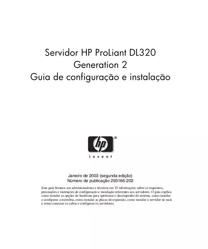 Mode d'emploi HP PROLIANT DL320 G2 SERVER