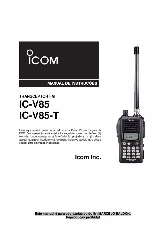 Mode d'emploi ICOM IC-V85
