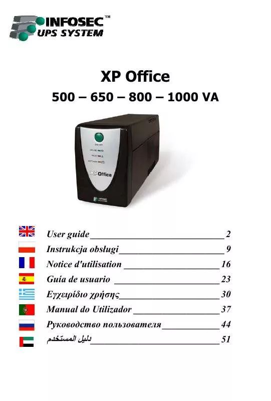 Mode d'emploi INFOSEC XP OFFICE 500 VA