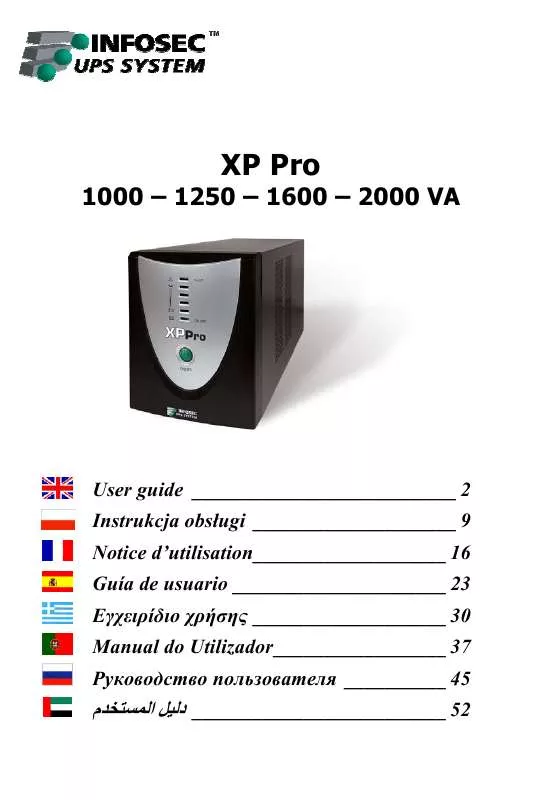 Mode d'emploi INFOSEC XP PRO 1000 VA