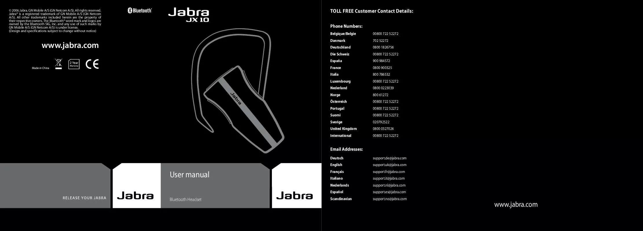 Mode d'emploi JABRA JX-10 SERIE II