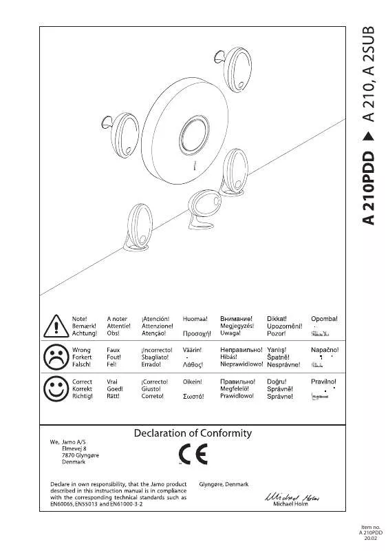 Mode d'emploi JAMO A 210