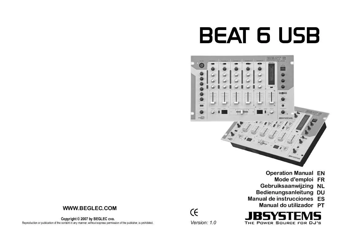 Mode d'emploi JBSYSTEMS LIGHT BEAT 6 USB