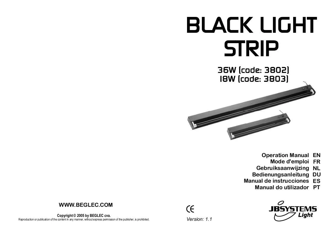 Mode d'emploi JBSYSTEMS LIGHT BLACK LIGHT STRIP