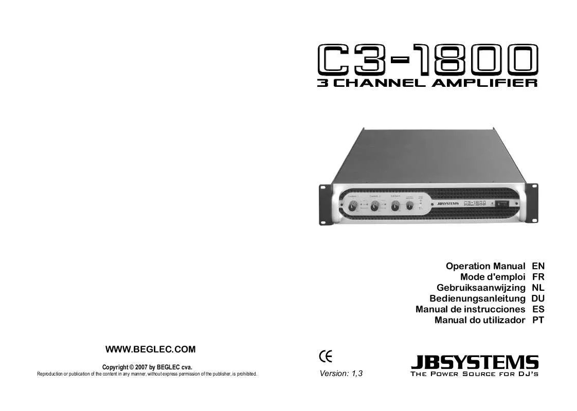 Mode d'emploi JBSYSTEMS LIGHT C3-1800