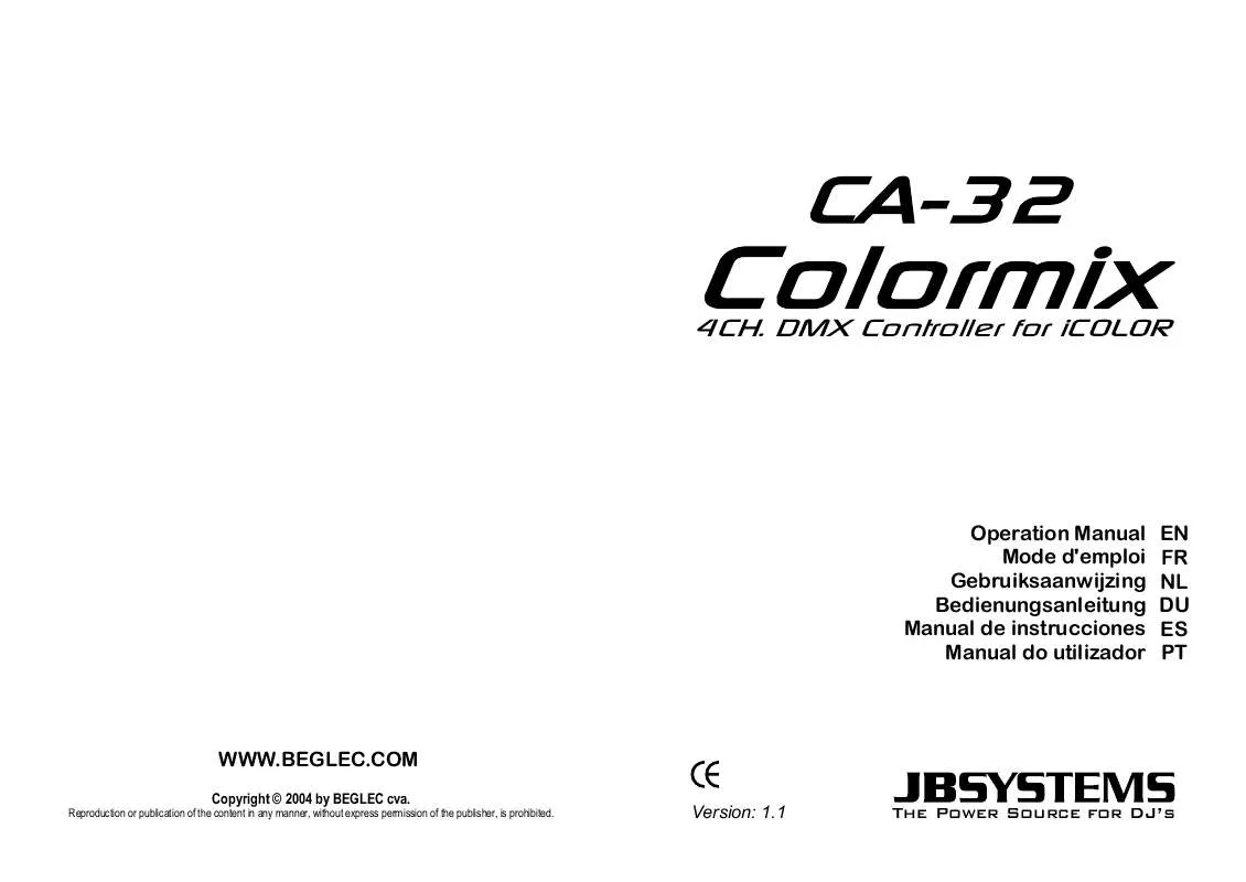 Mode d'emploi JBSYSTEMS LIGHT CA-32 COLORMIX