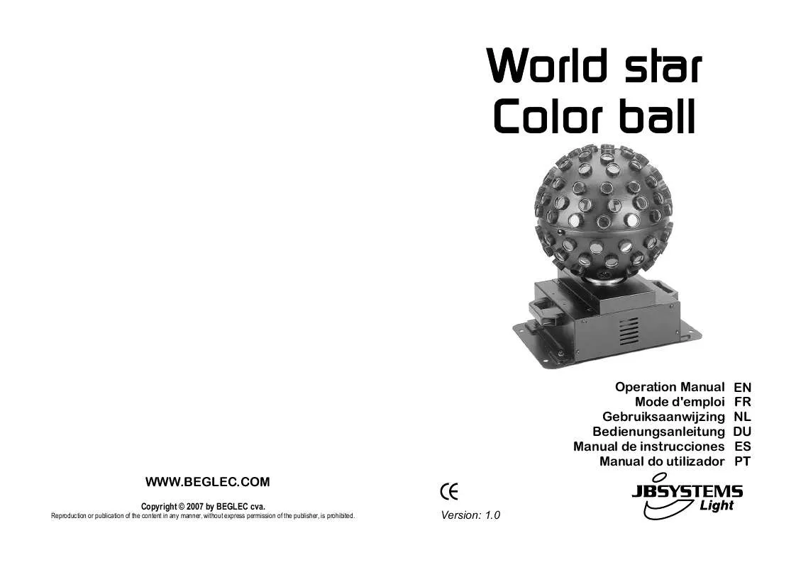 Mode d'emploi JBSYSTEMS LIGHT COLOR BALL