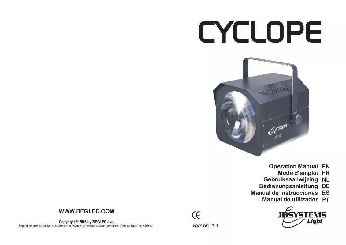 Mode d'emploi JBSYSTEMS LIGHT CYCLOPE