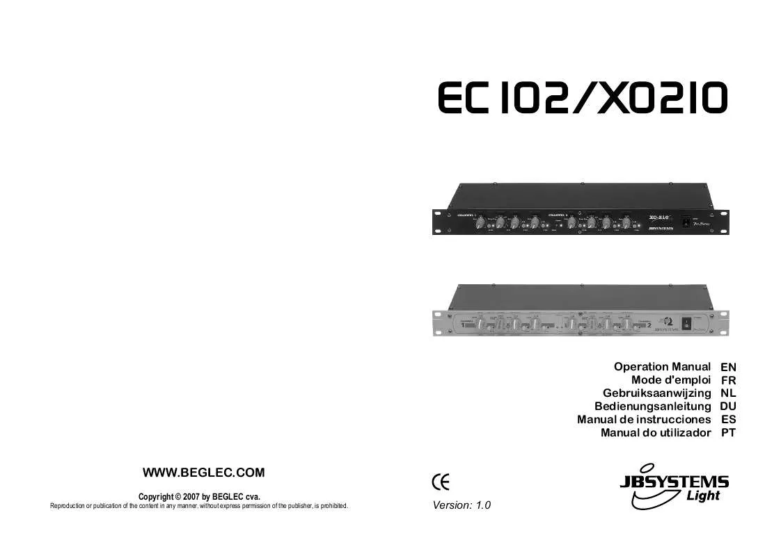 Mode d'emploi JBSYSTEMS LIGHT EC 102