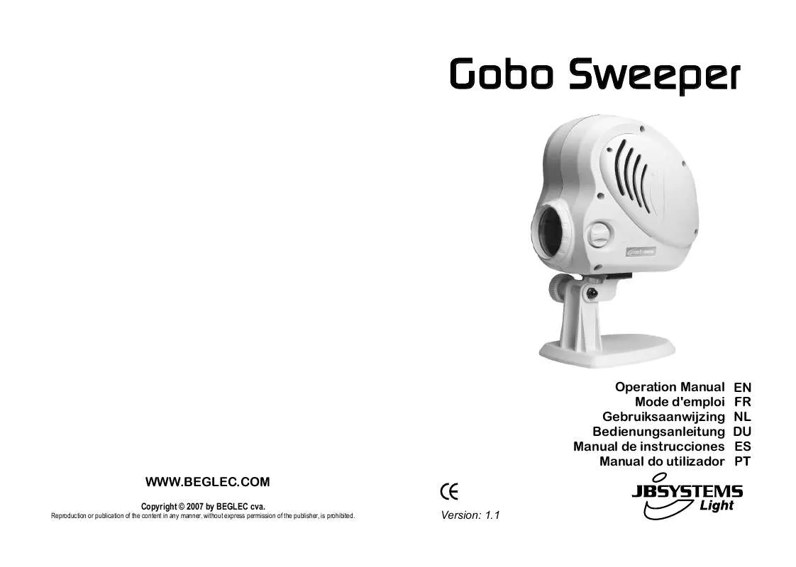 Mode d'emploi JBSYSTEMS LIGHT GOBO SWEEPER