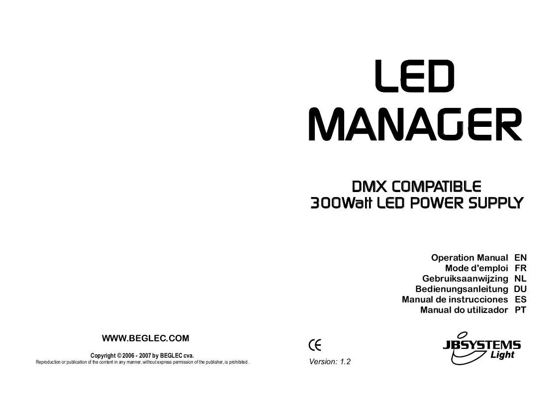 Mode d'emploi JBSYSTEMS LIGHT LED MANAGER