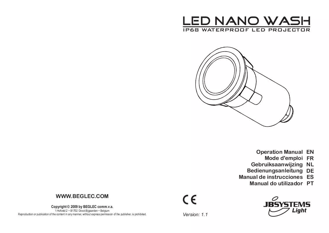 Mode d'emploi JBSYSTEMS LIGHT LED NANO WASH