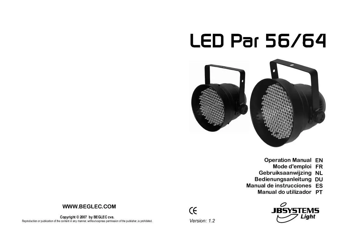 Mode d'emploi JBSYSTEMS LIGHT LED PAR 56