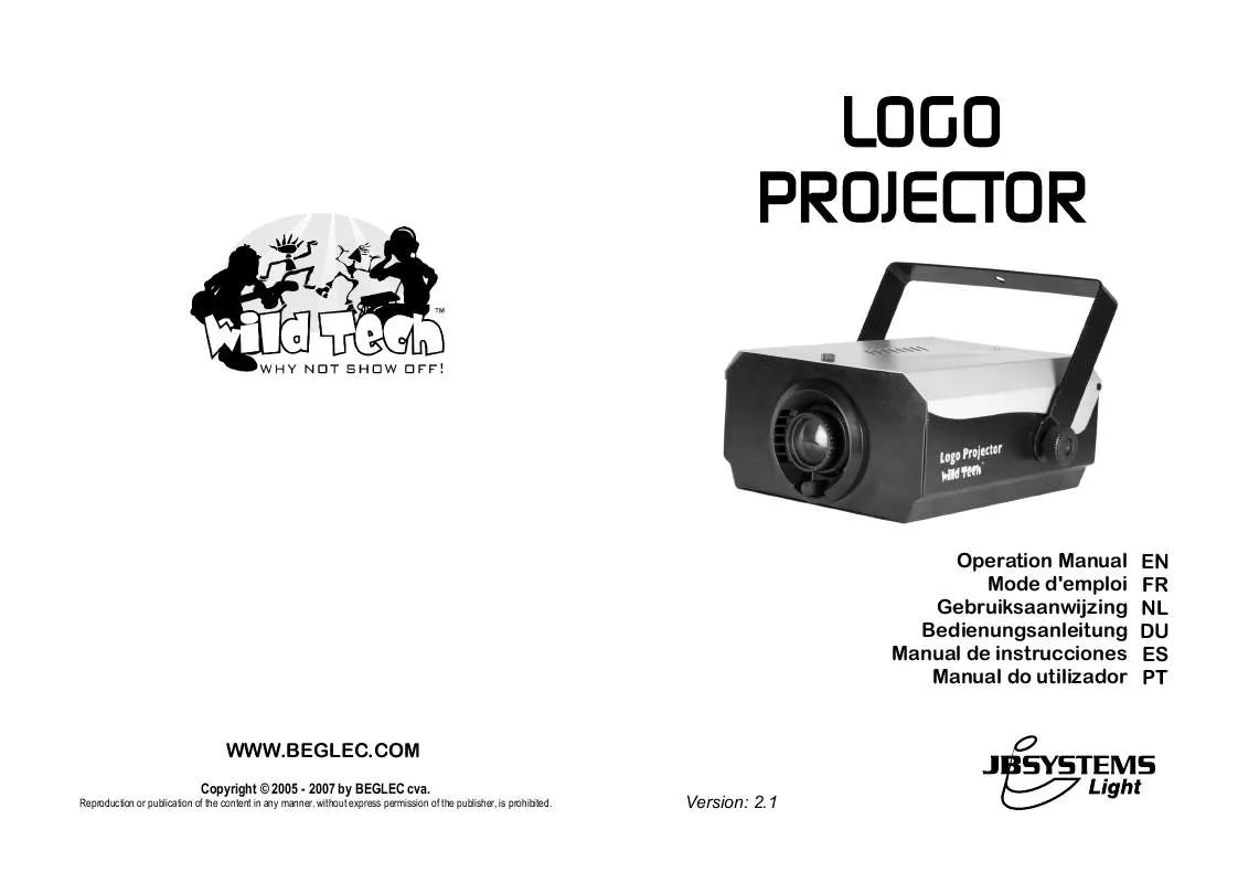 Mode d'emploi JBSYSTEMS LIGHT LOGO PROJECTOR