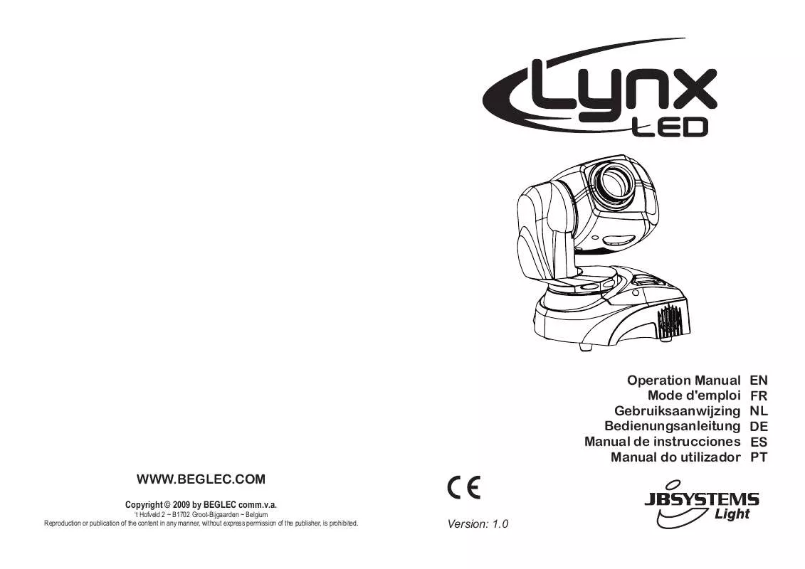 Mode d'emploi JBSYSTEMS LIGHT LYNX LED