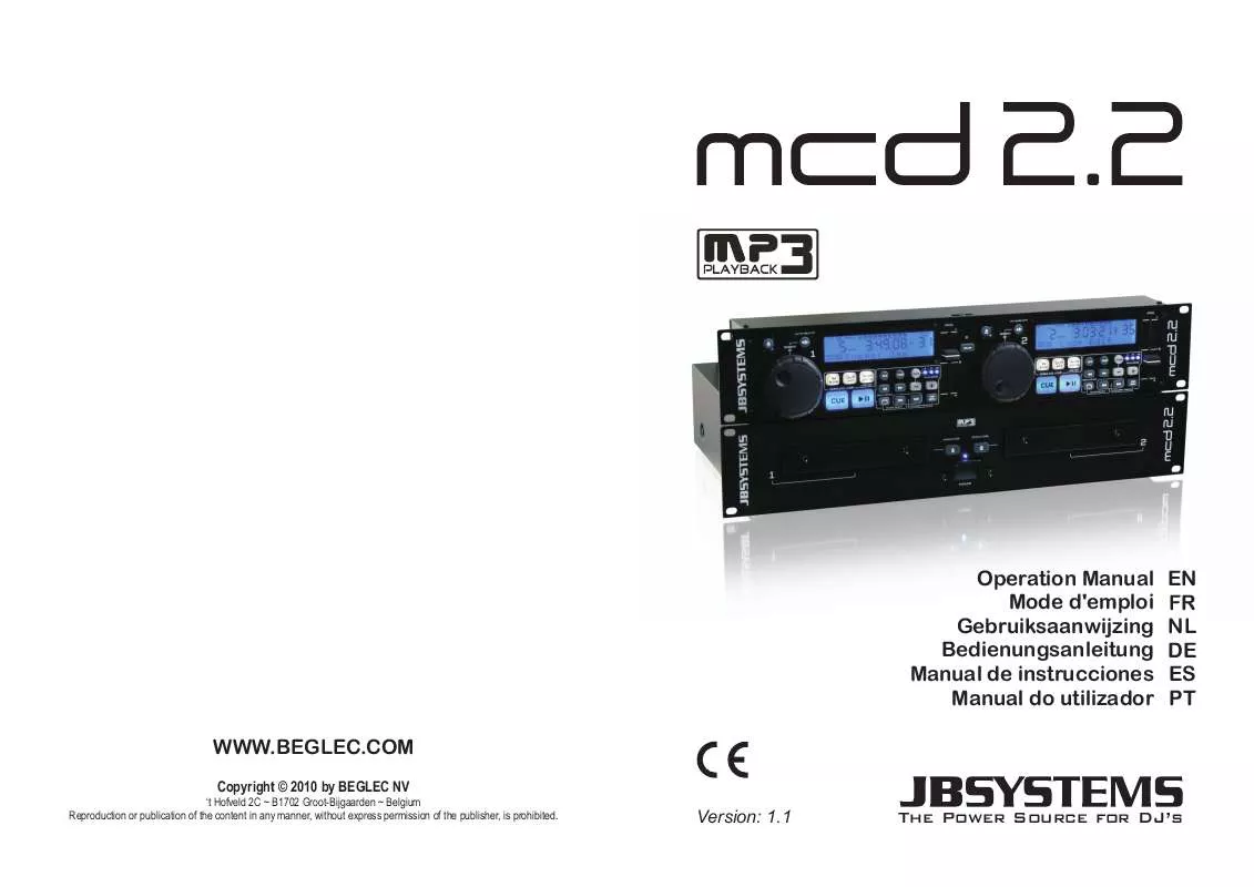 Mode d'emploi JBSYSTEMS LIGHT MCD 2.2