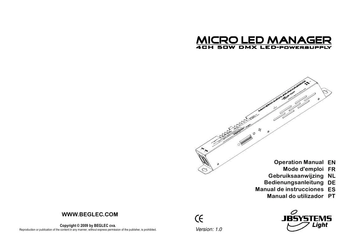 Mode d'emploi JBSYSTEMS LIGHT MICRO LED MANAGER