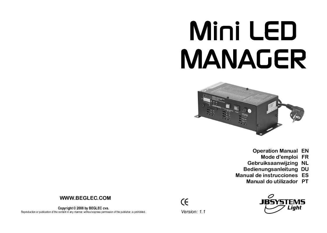 Mode d'emploi JBSYSTEMS LIGHT MINI LED MANAGER