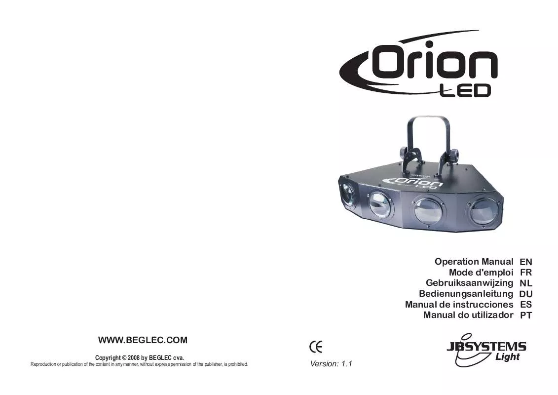 Mode d'emploi JBSYSTEMS LIGHT ORION LED