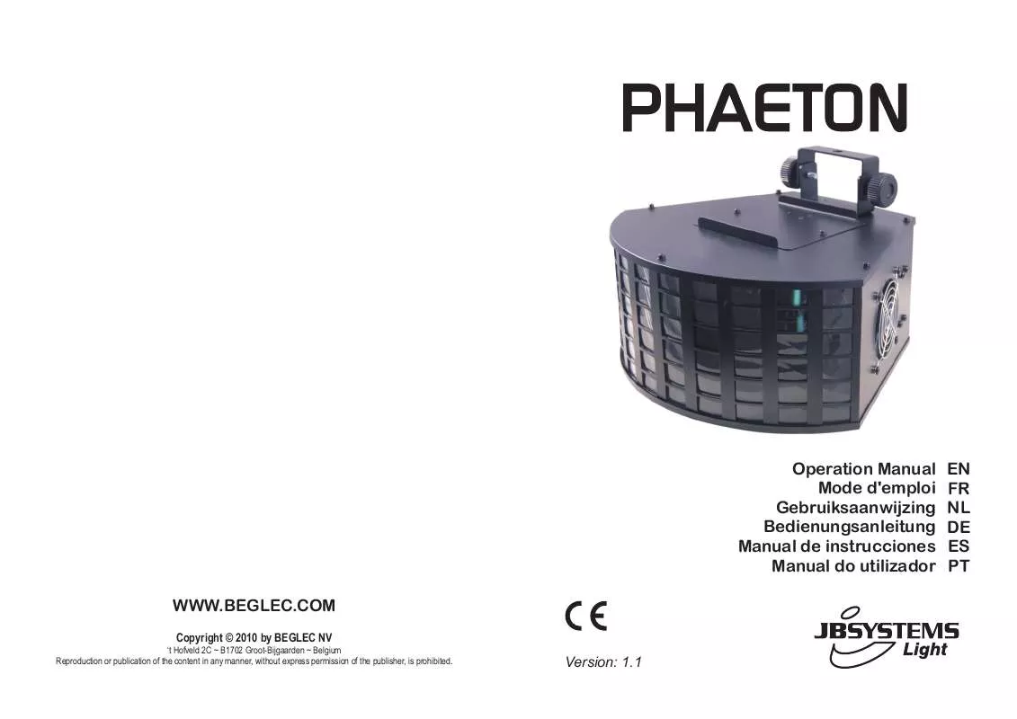 Mode d'emploi JBSYSTEMS LIGHT PHAETON