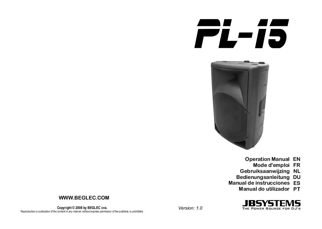 Mode d'emploi JBSYSTEMS LIGHT PL-15