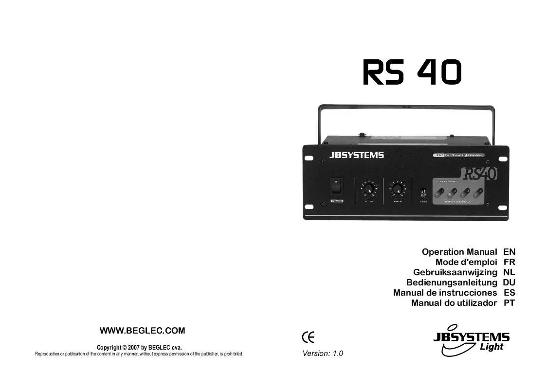 Mode d'emploi JBSYSTEMS LIGHT RS 40